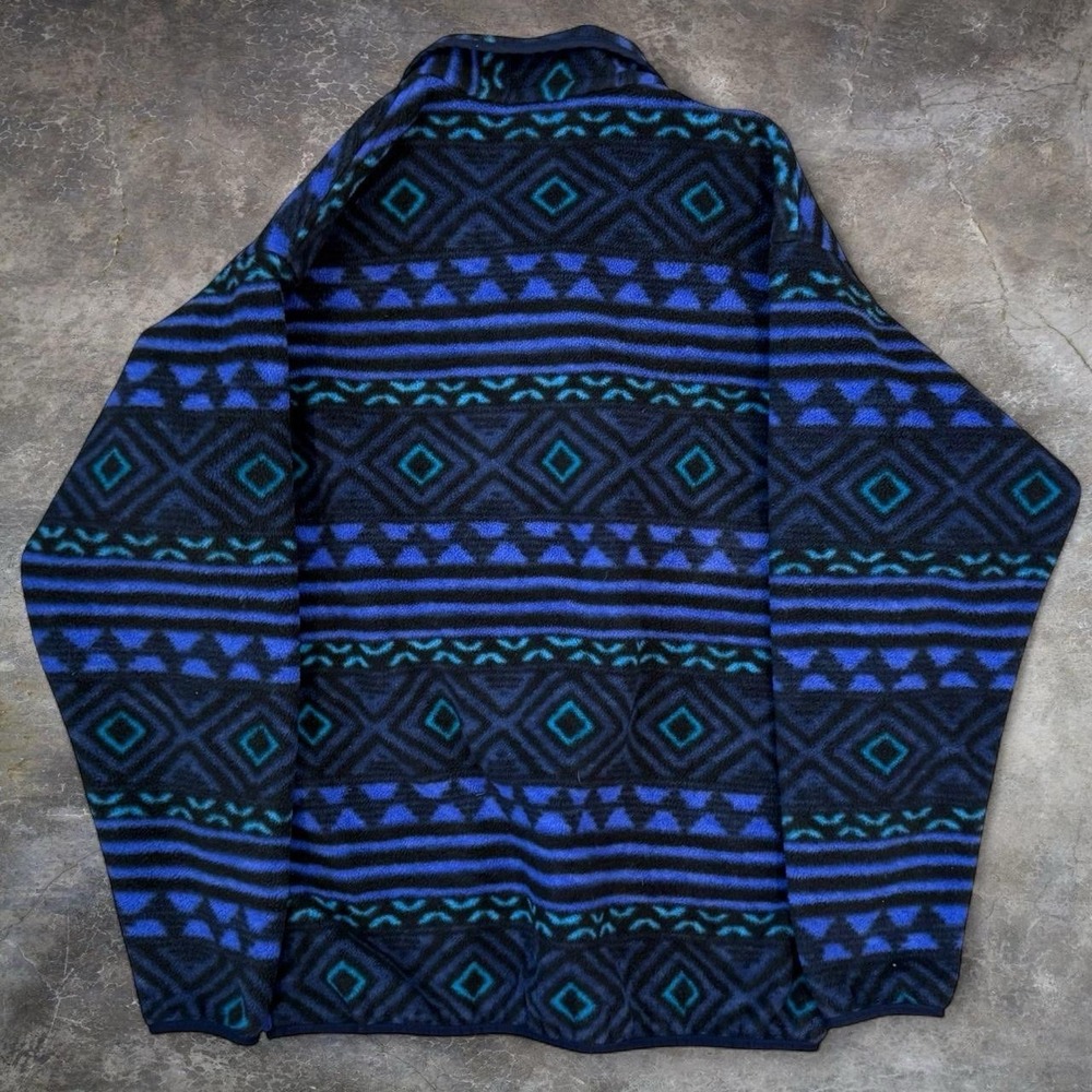 Patagonia Saltillo Synchilla Snap T Blue Geometric Fleece Sweater Men's Large - Picture 3 of 4